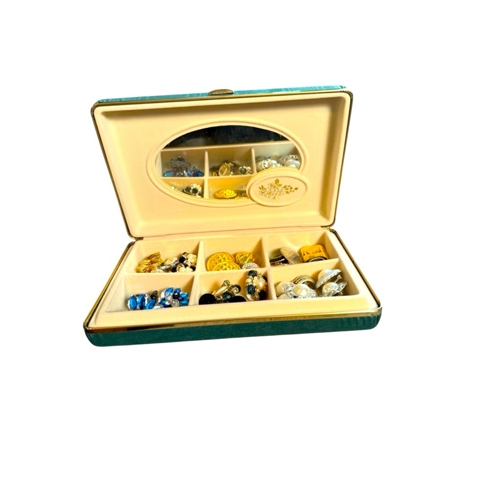 Joewelry Box Green/Gold Organizer with Mirror